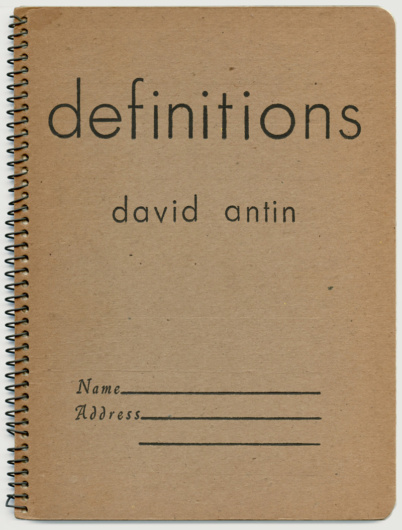 David Antin, Definitions (1967). (Caterpillar 6.) Book design by Eleanor Antin.