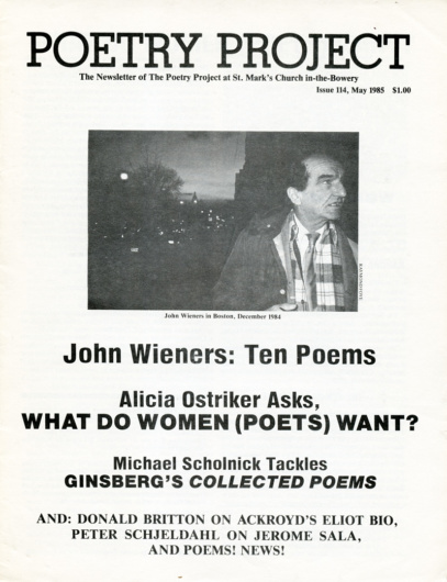 Poetry Project: The Newsletter of The Poetry Project at St. Mark’s Church-in-the-Bowery 114 (May 1985).