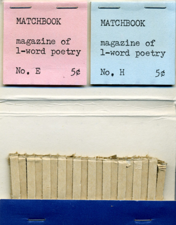 Matchbook: Magazine of 1-Word Poetry, nos. e–f [1972?].