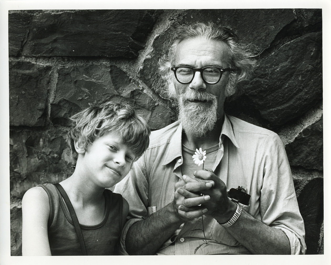 Portrait of Joel Oppenheimer and one of his sons in Albany, ca. late 1970s. Photograph by Don Byrd. From the Don Byrd Archive located at TK.