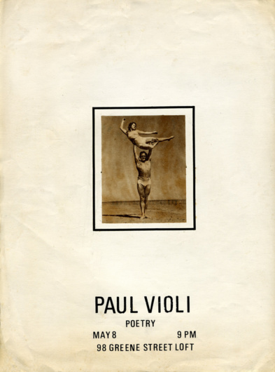 Flyer for Paul Violi reading at 98 Greene Street Loft, New York City, May 8, [197?].